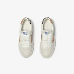 Check and Leather Sneakers