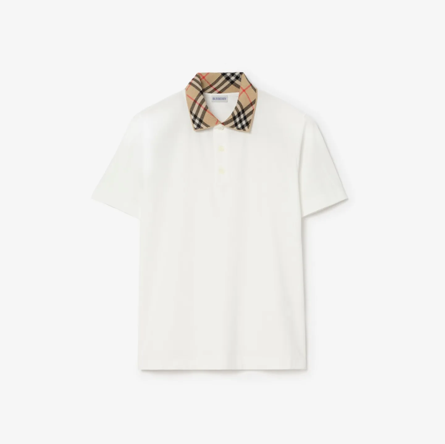 Check Collar Cotton Polo Shirt