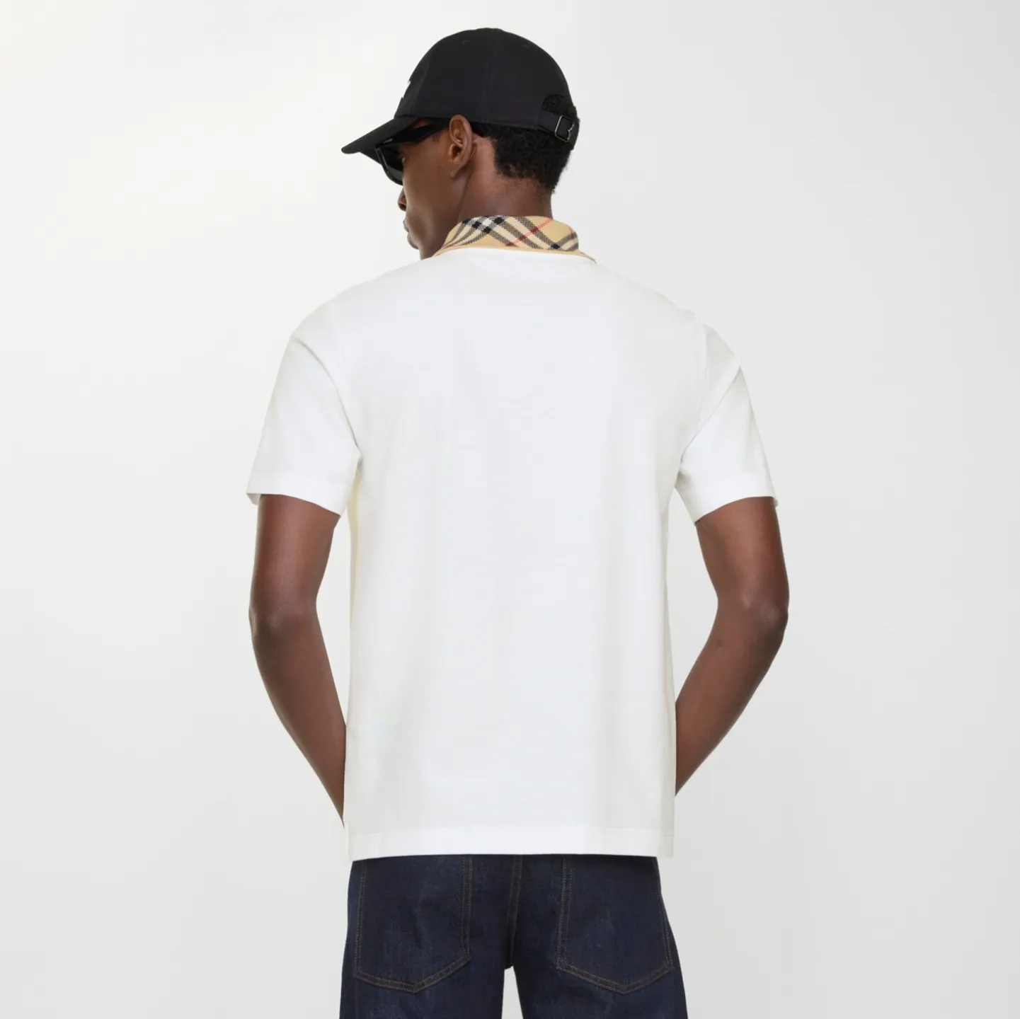 Check Collar Cotton Polo Shirt