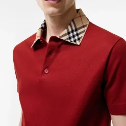 Check Collar Cotton Polo Shirt