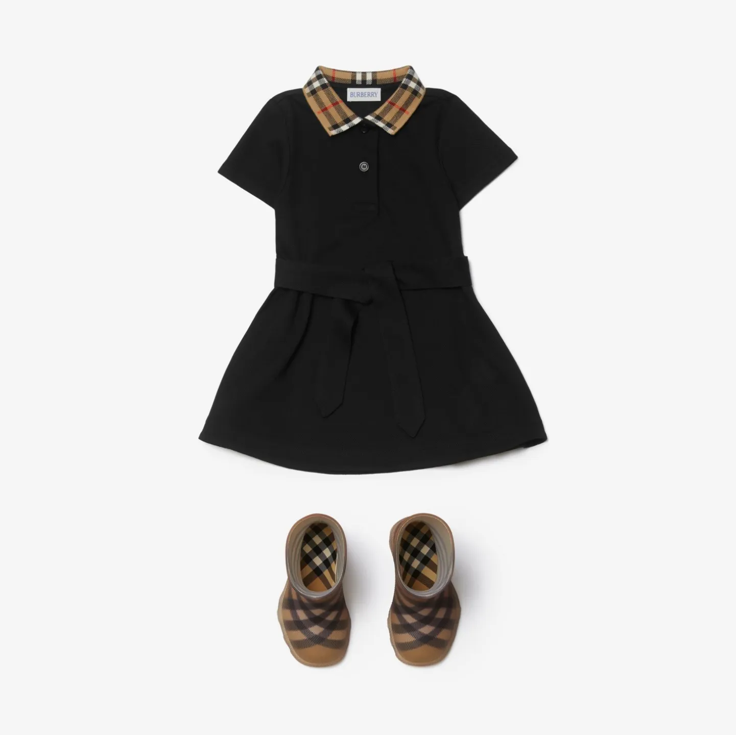 Check Collar Cotton Polo Shirt Dress