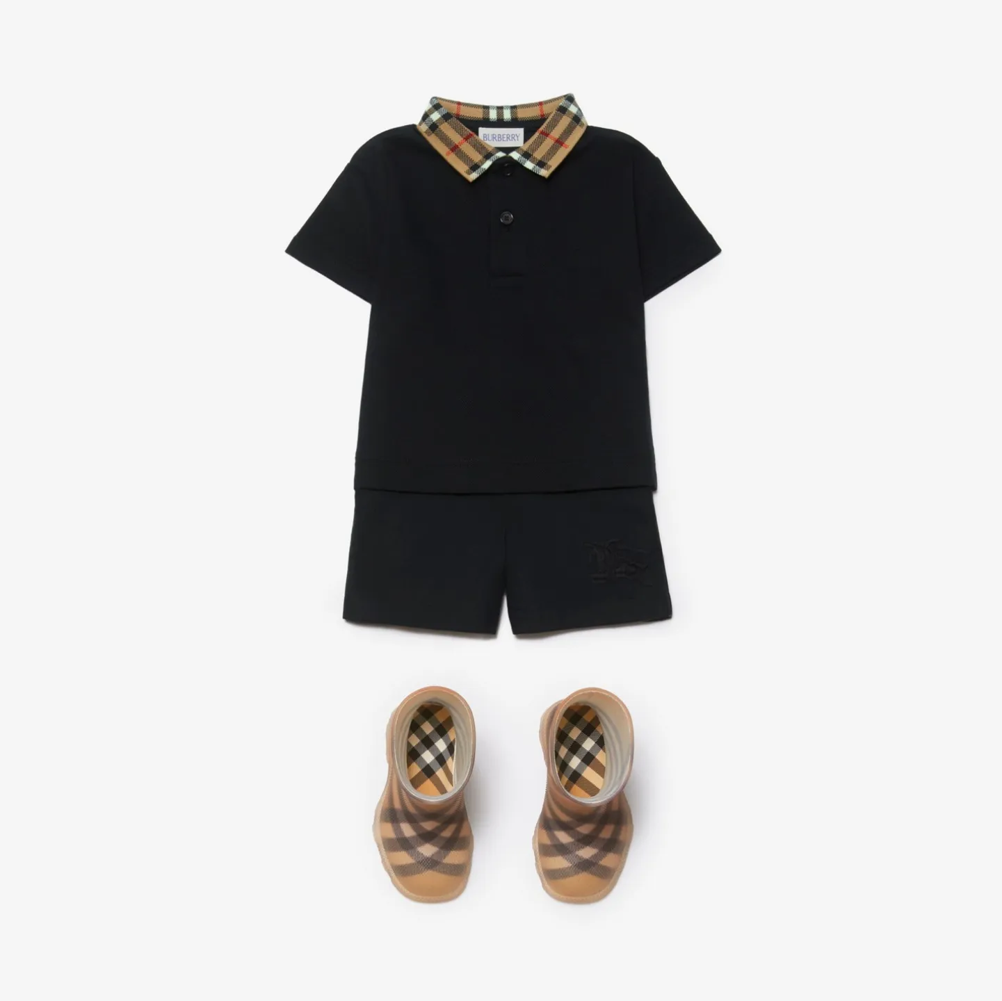 Check Collar Cotton Polo Shirt