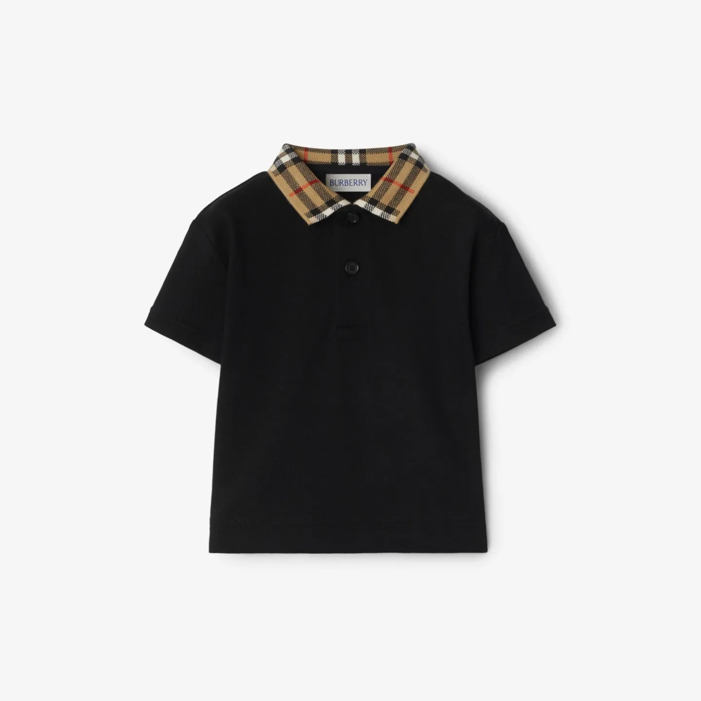 Check Collar Cotton Polo Shirt