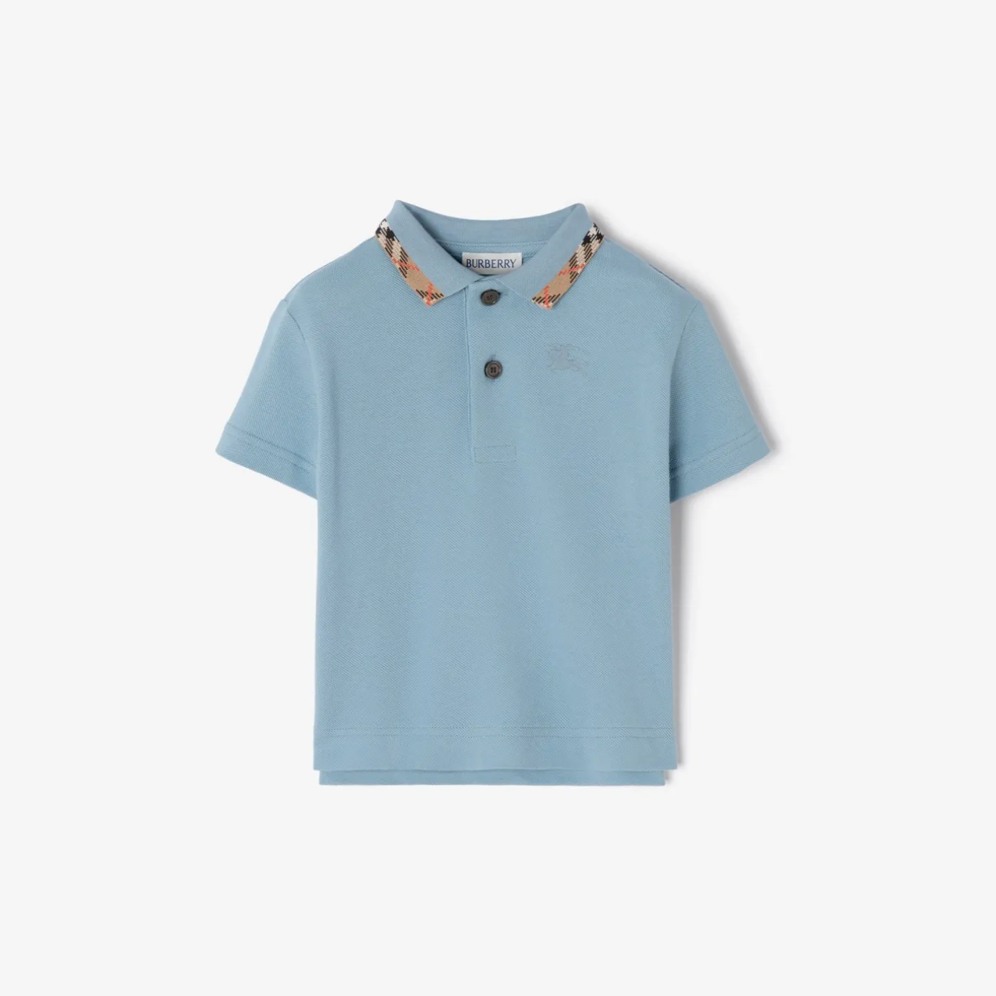 Check Collar Cotton Polo Shirt