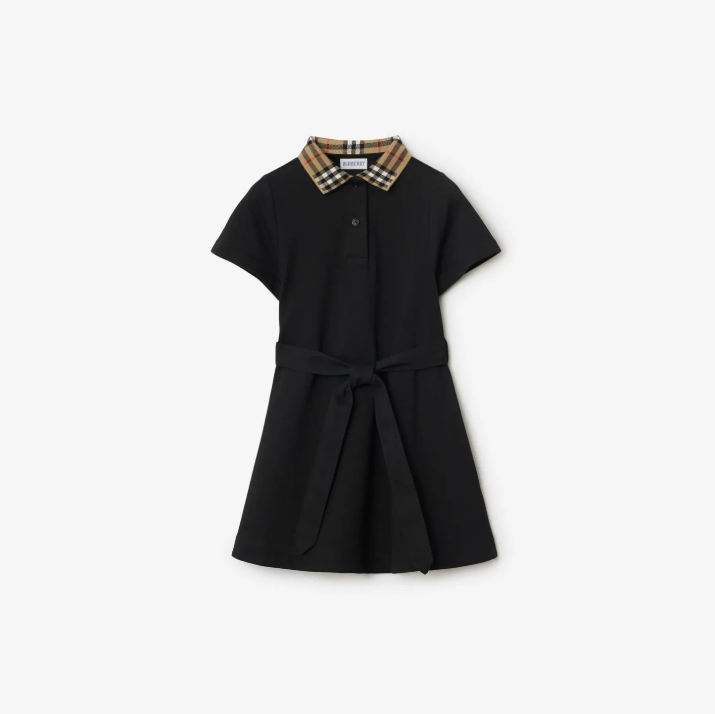 Check Collar Cotton Polo Shirt Dress