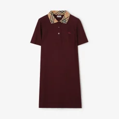 Check Collar Cotton Polo Shirt Dress