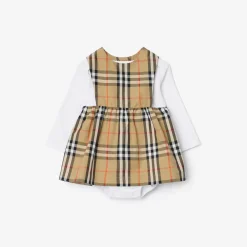 Check Cotton Three-piece Baby Gift Set