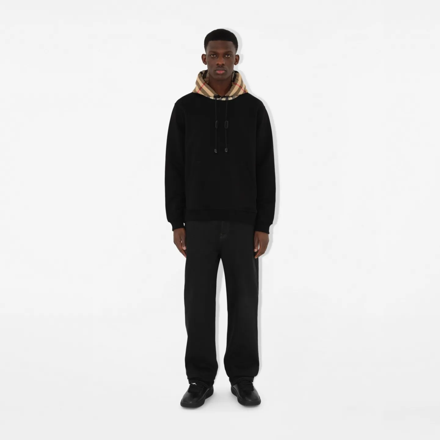 Check Hood Cotton Hoodie