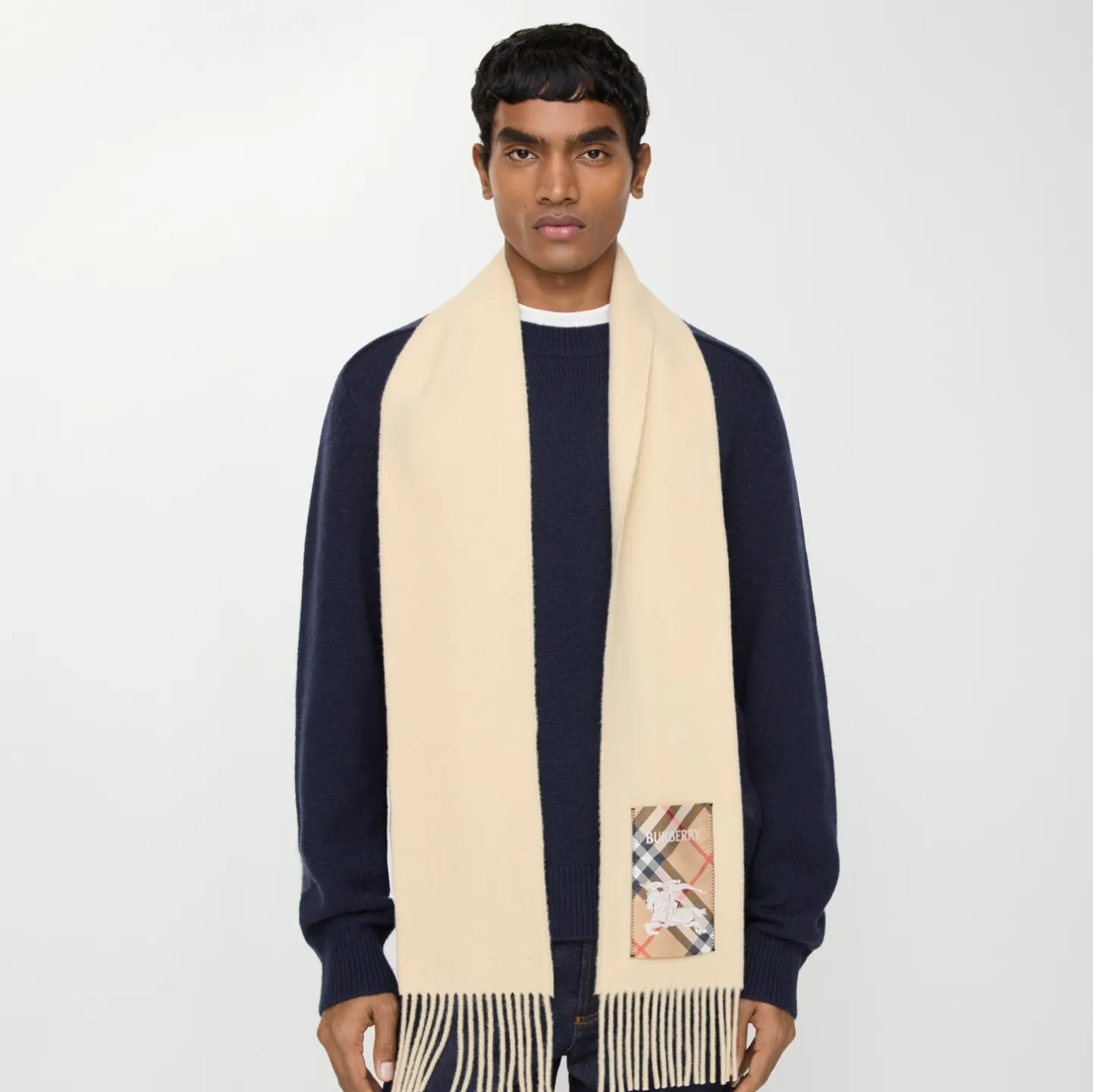 Check Label Cashmere Scarf