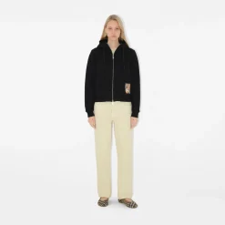 Check Label Cotton Zip Hoodie
