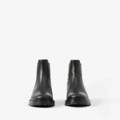 Check Panel Leather Chelsea Boots