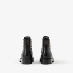 Check Panel Leather Chelsea Boots