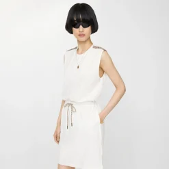 Check Trim Cotton Jersey Dress