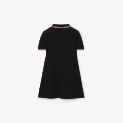 Check Trim Cotton Polo Shirt Dress