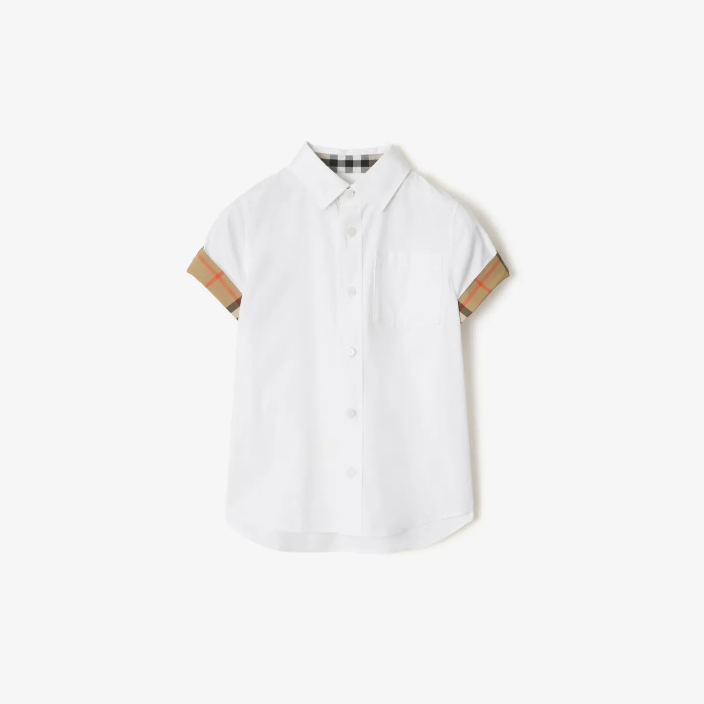Check Trim Cotton Poplin Shirt