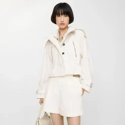 Check Trim Cotton Poplin Shorts