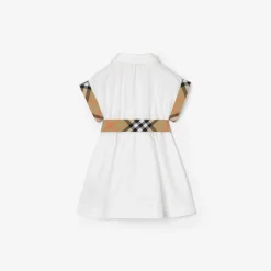 Check Trim Cotton Shirt Dress