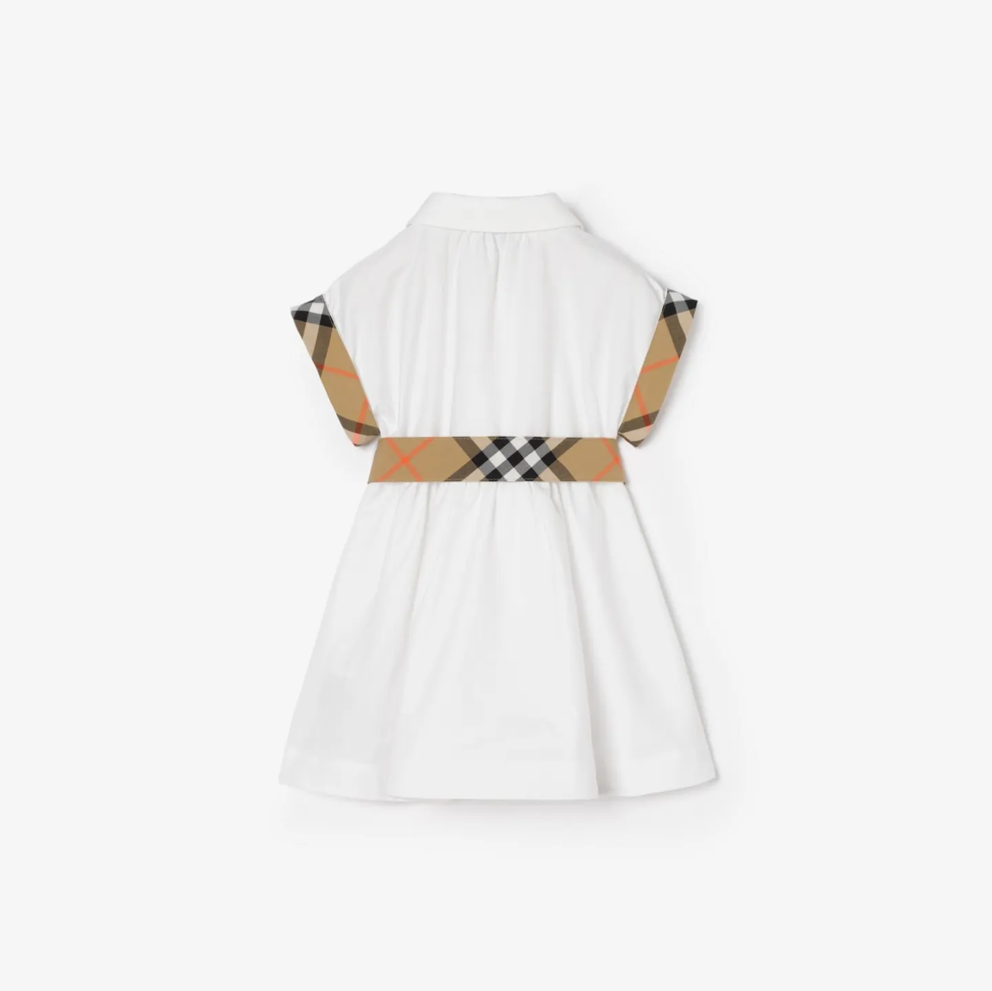 Check Trim Cotton Shirt Dress