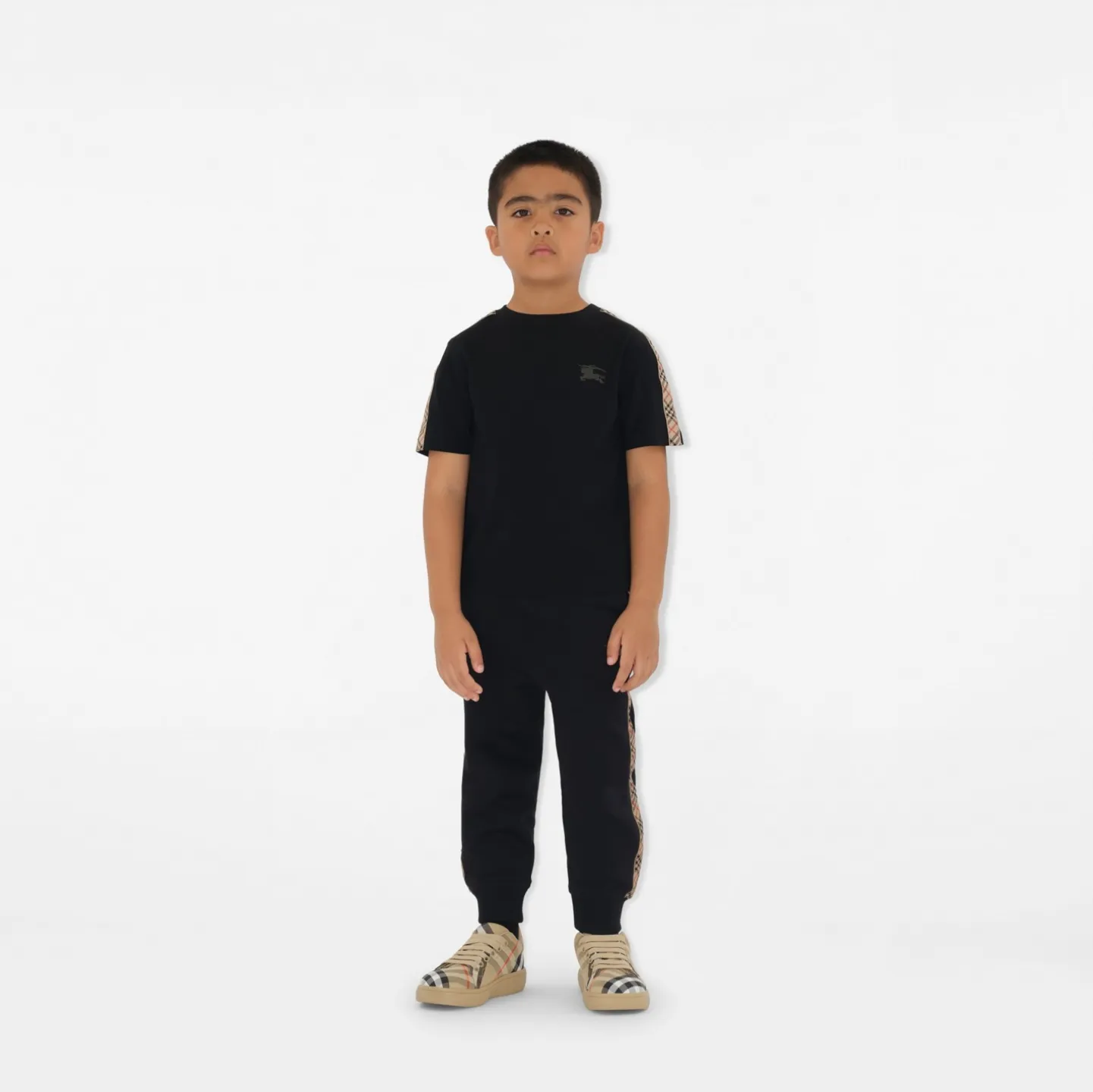 Check Trim Cotton T-shirt