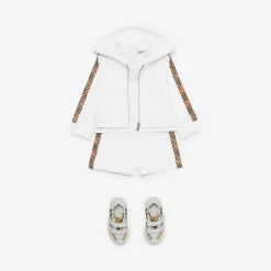 Check Trim Cotton Zip Hoodie