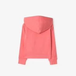 Check Trim Cotton Zip Hoodie
