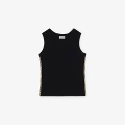 Check Trim Stretch Cotton Vest