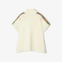Check Trim Wool Cape