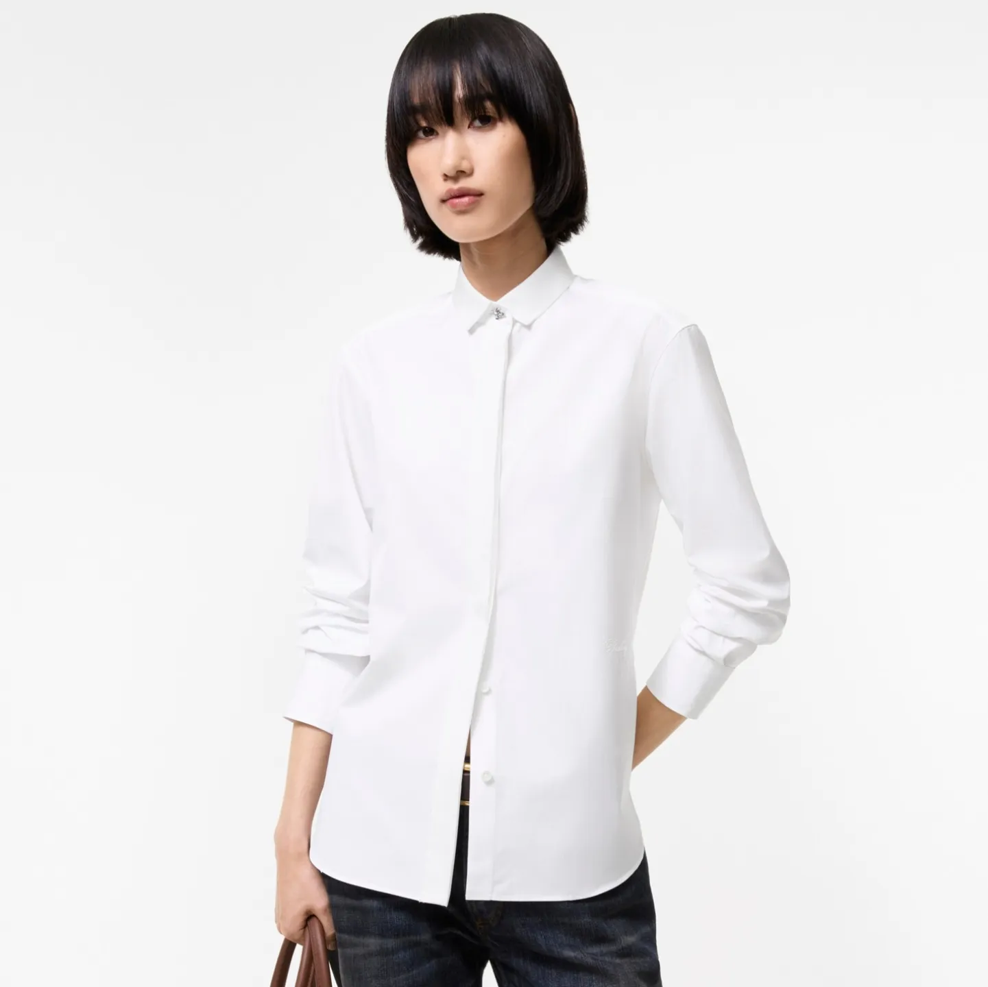 Classic Fit Grosgrain Trim Cotton Shirt