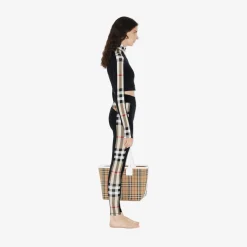 Cropped Check Trim Stretch Jersey Zip Top