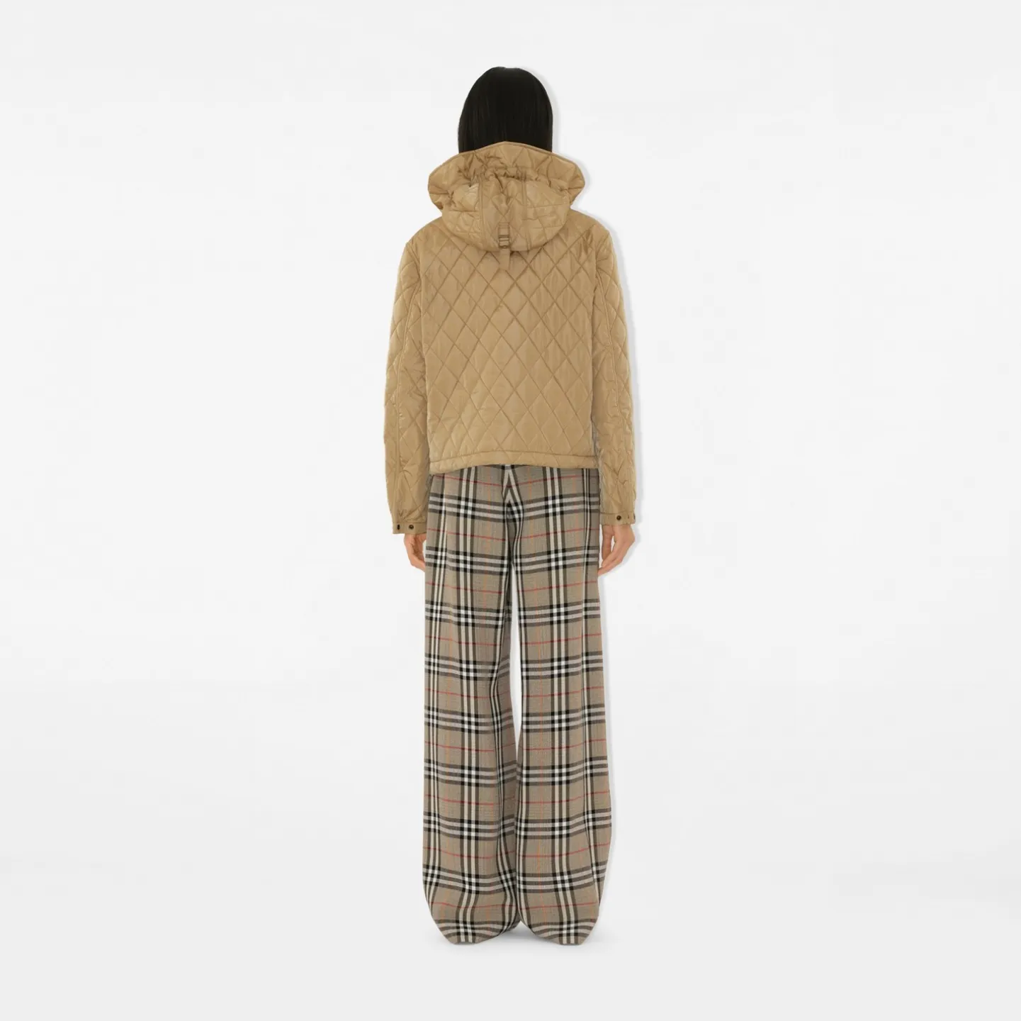 Cropped Quilted Nylon Hooded Jacket