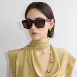 Embossed Check Square Sunglasses