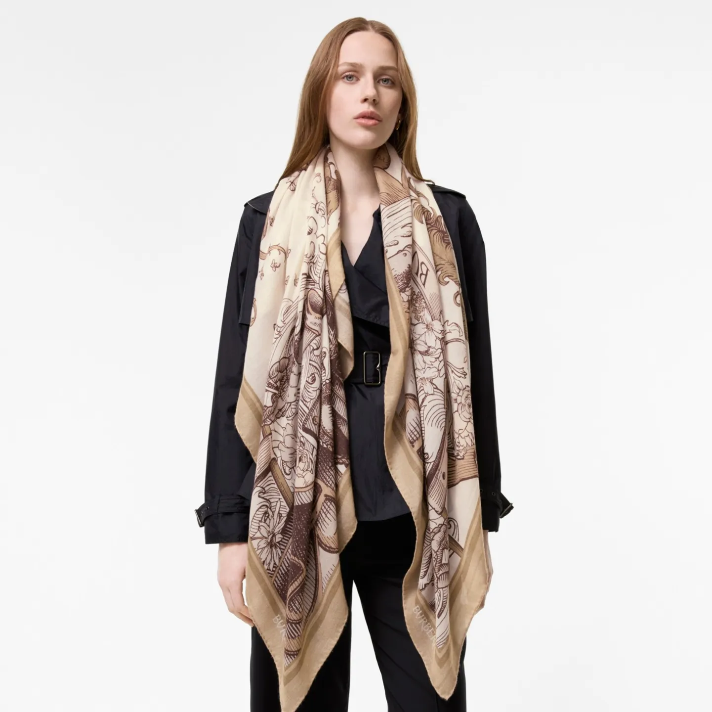 Etched Knight Cashmere Silk Scarf
