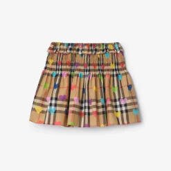 Heart Check Cotton Skirt