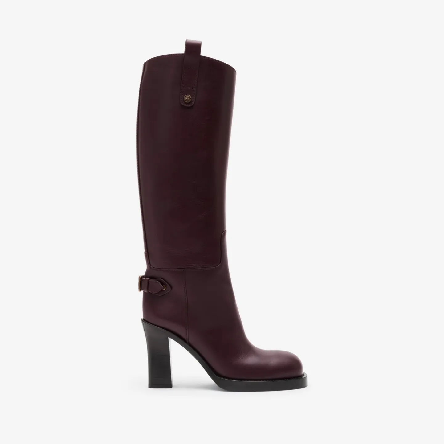 Leather Cavalier Heel Boots