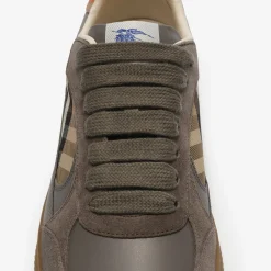 Leather, Suede and Check Terrace Sneakers