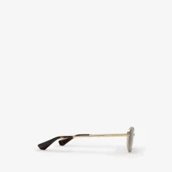 Metal Check Oval Sunglasses