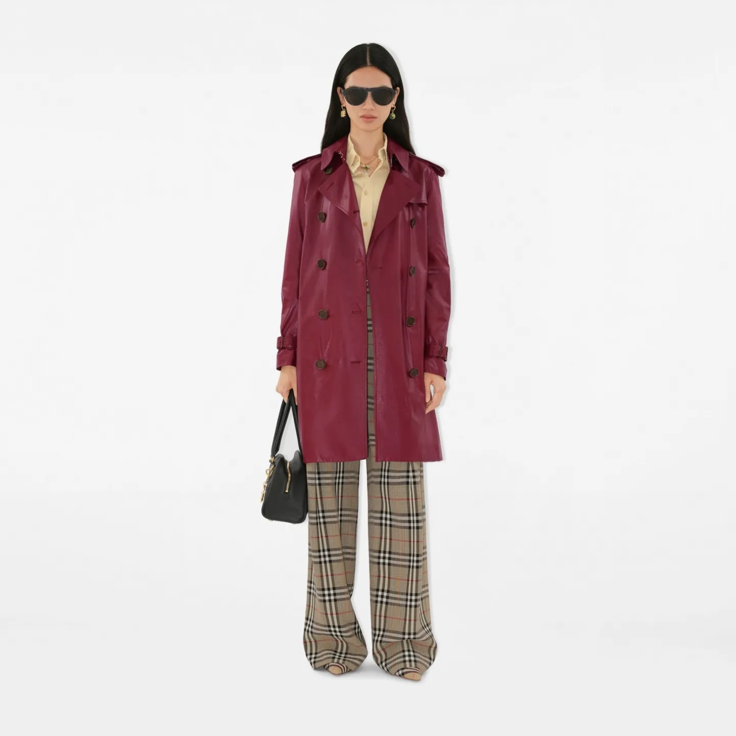 Mid-length Leather Kensington Trench Coat