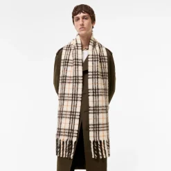 Narrow Check Alpaca Wool Blend Scarf