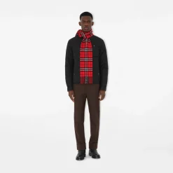 Narrow Check Cashmere Scarf