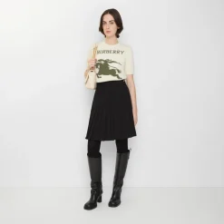 Pleated Wool Blend Midi Skirt
