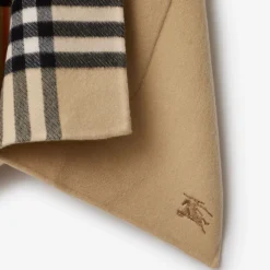 Reversible Check Cashmere Hooded Cape