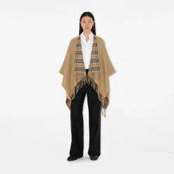 Reversible Check Wool Cape