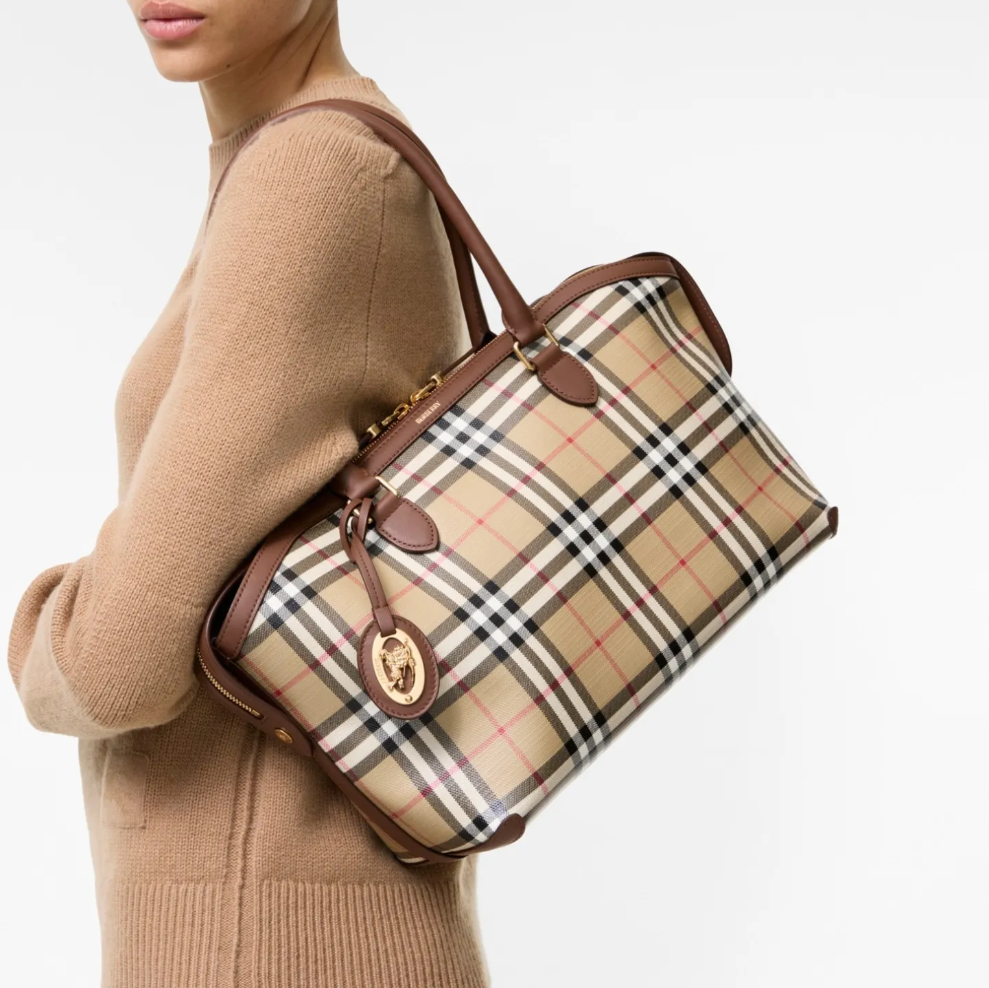 Small Check Zip Tote