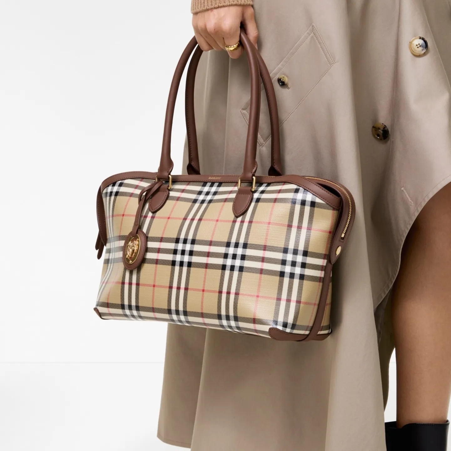 Small Check Zip Tote