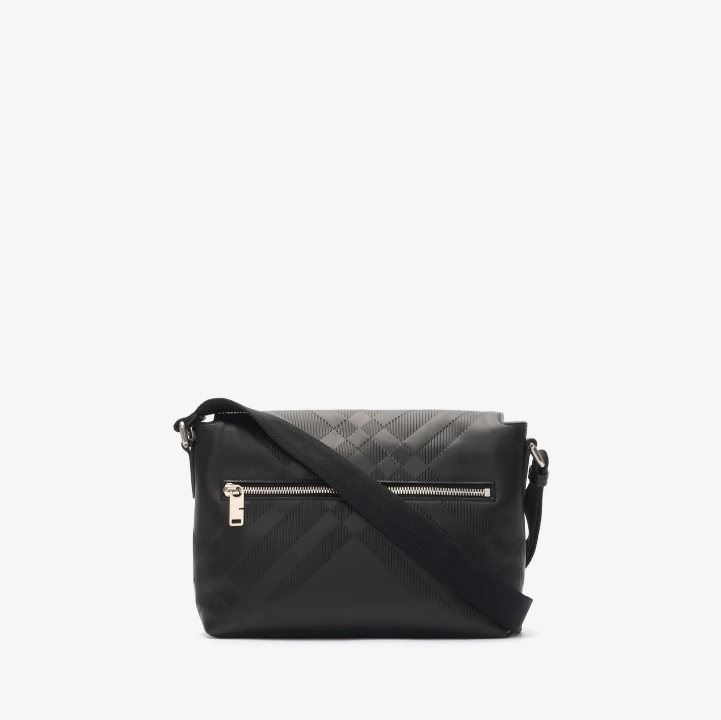 Small Embossed Check Buckled Messenger Bag