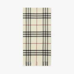 Wide Check Cashmere Scarf