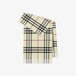 Wide Check Cashmere Scarf