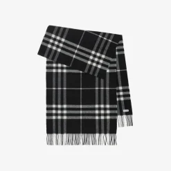 Wide Check Cashmere Scarf