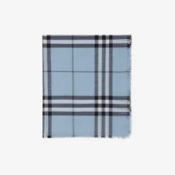 Wide Check Wool Scarf
