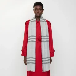 Wide Check Wool Scarf